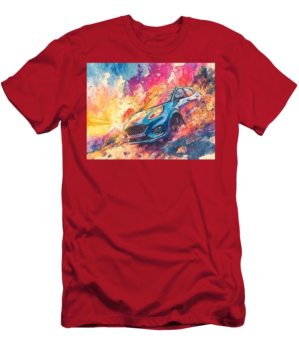 Adventure Vehicle Mountain Drive Ford Puma Colorful Car Elmer Powers T-Shirt