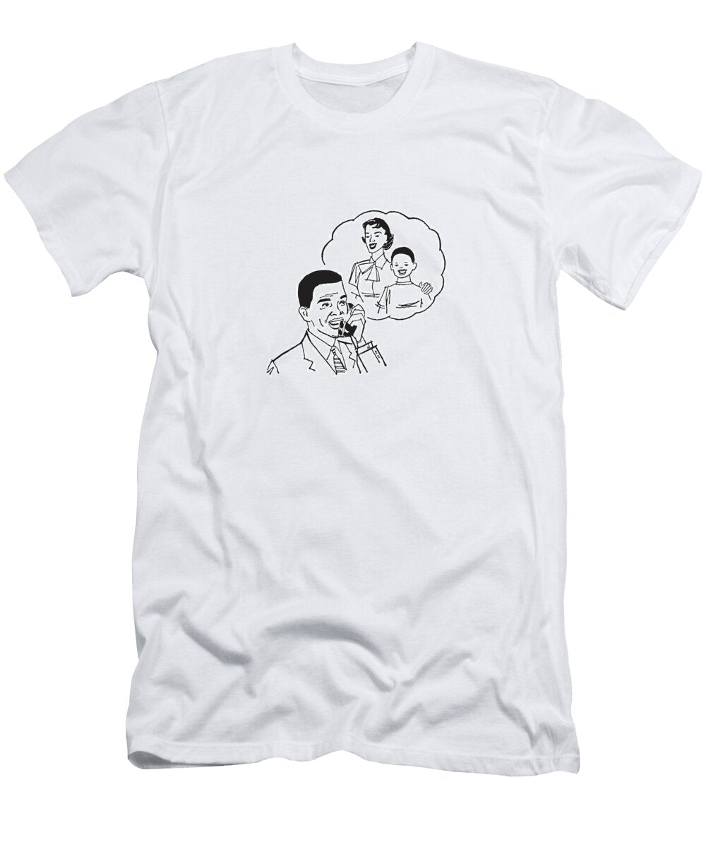 African American Man on Telephone with Family Csa Images T-Shirt
