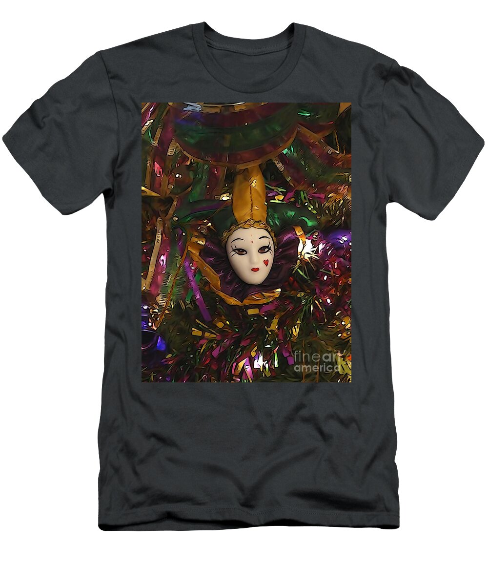 Airbrush Mardi Gras Carnival 2019 Clown Mask Joseph Baril T-Shirt