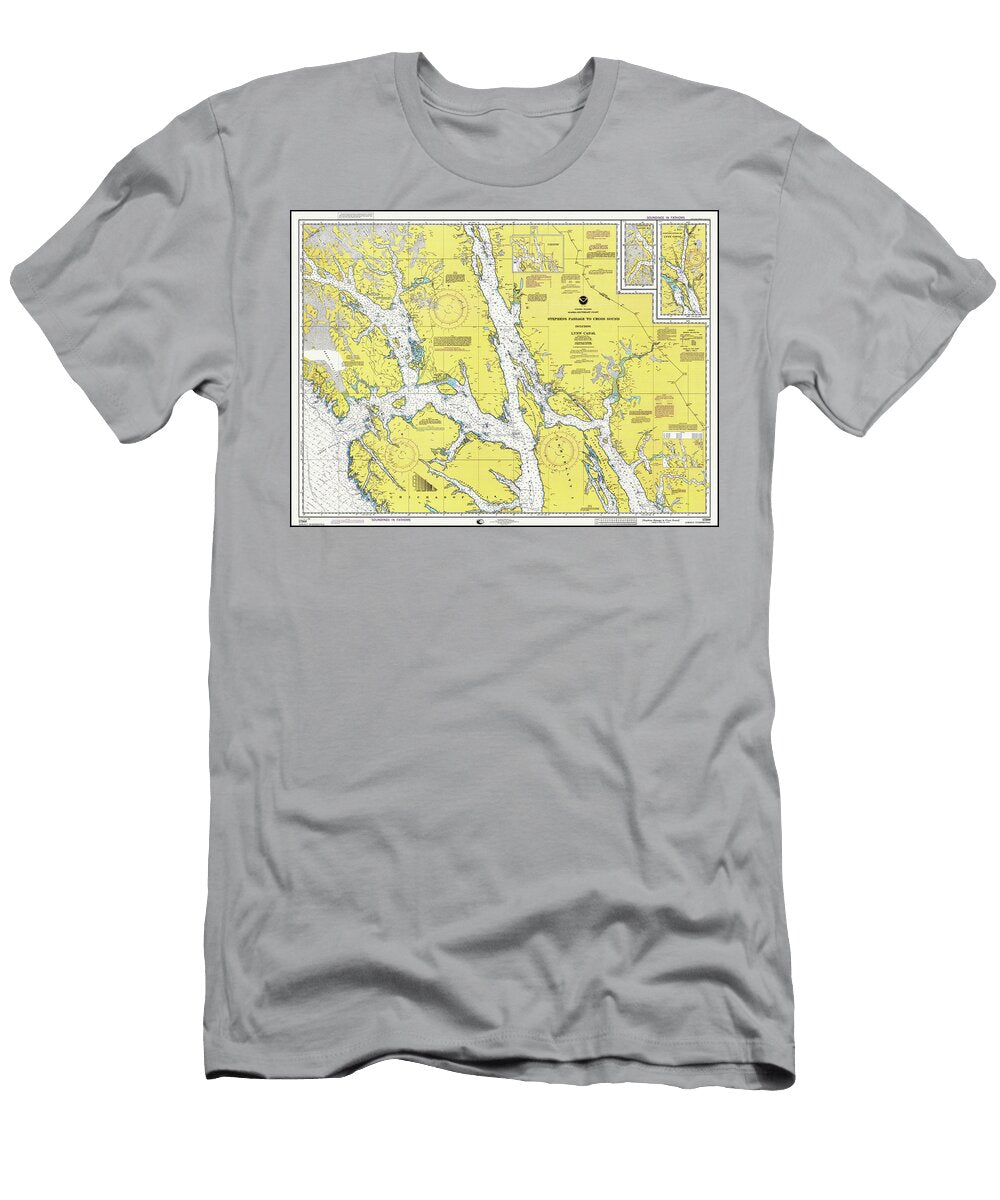 Alaska Stephens Passage to Cross Sound Vintage Nautical Map 1998 Carol Japp T-Shirt