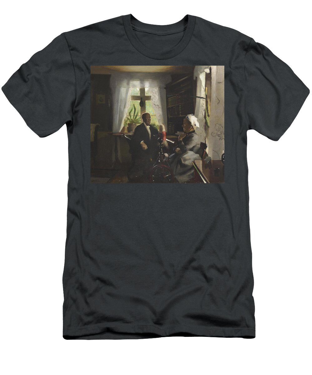 Ald Old Couple Conversing in the Dining Room Dansk Aeldre Aegtepar I Samtale I Dagligstuen Harald Slott Moller T-Shirt