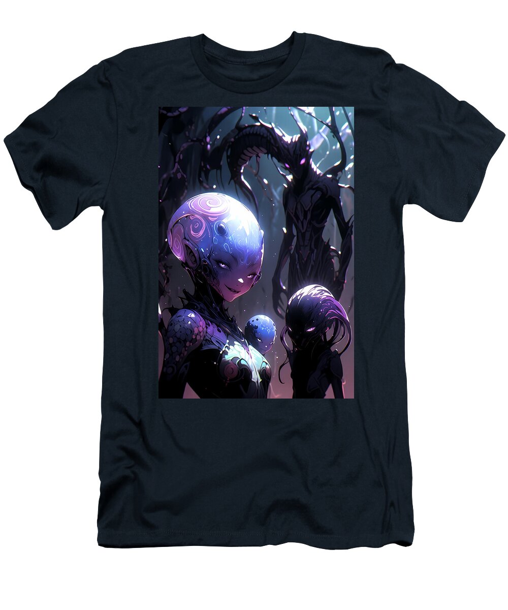 Alien Creatures in Enchanted Forest Tricky Woo T-Shirt
