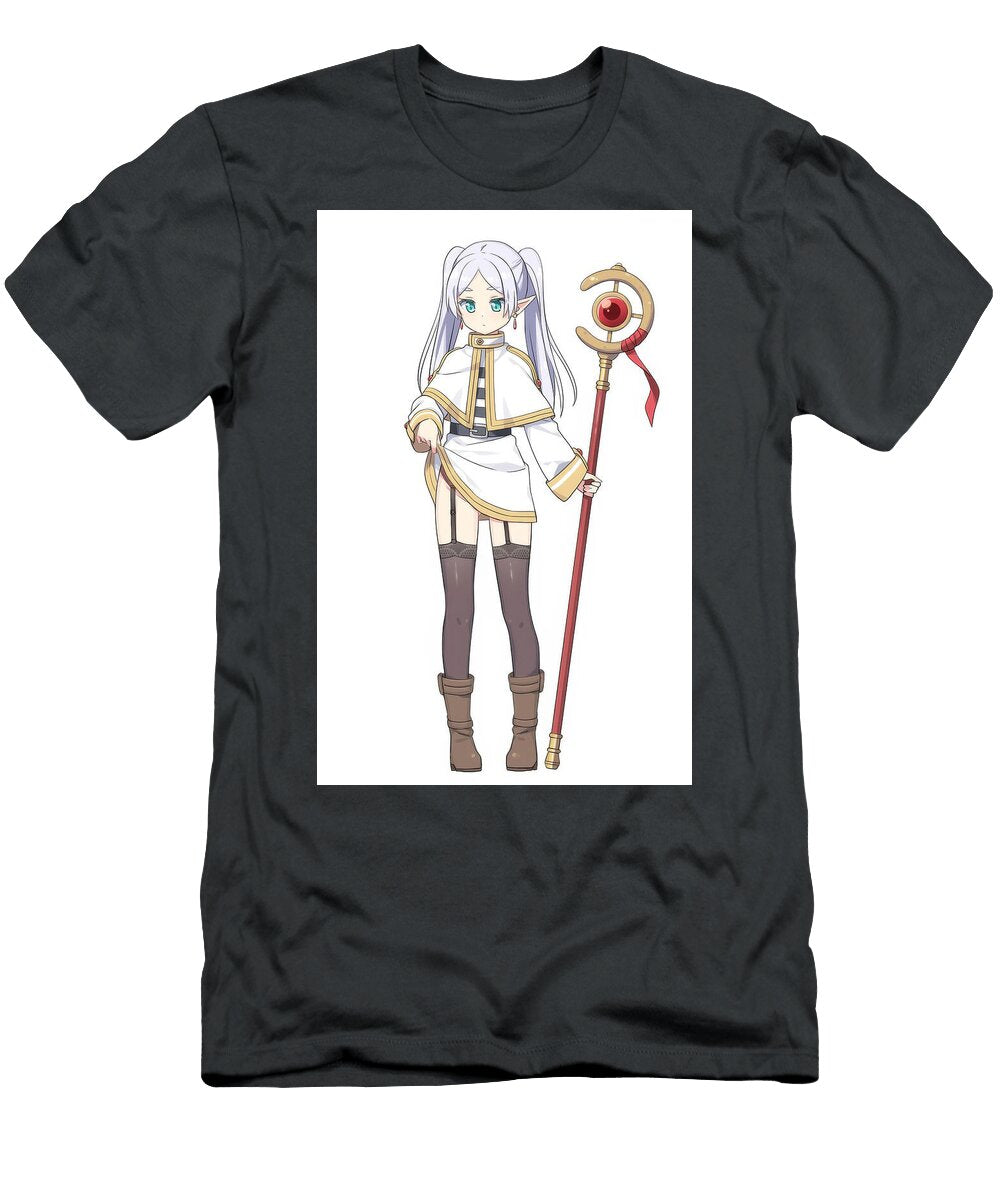 Anime Girl with Staff White Dress Herading Yuu T-Shirt