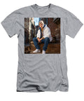 Ansel Elgort Sitting in Nike Sneakers and Warm By Asar Studios Timeless Images Archive T-Shirt