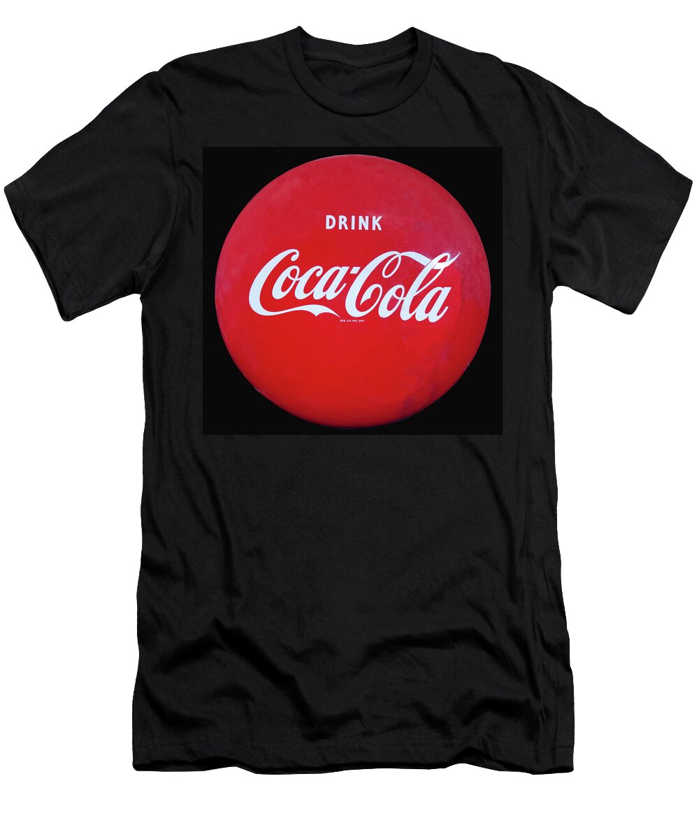 Antique Coca Cola Button Sign Chris Flees T-Shirt