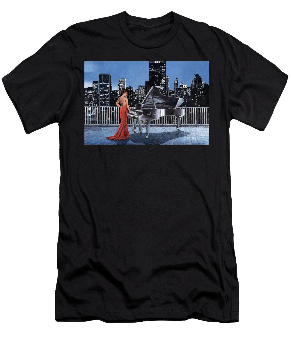 Art Noir Pianist on the Roof Theo Michael T-Shirt