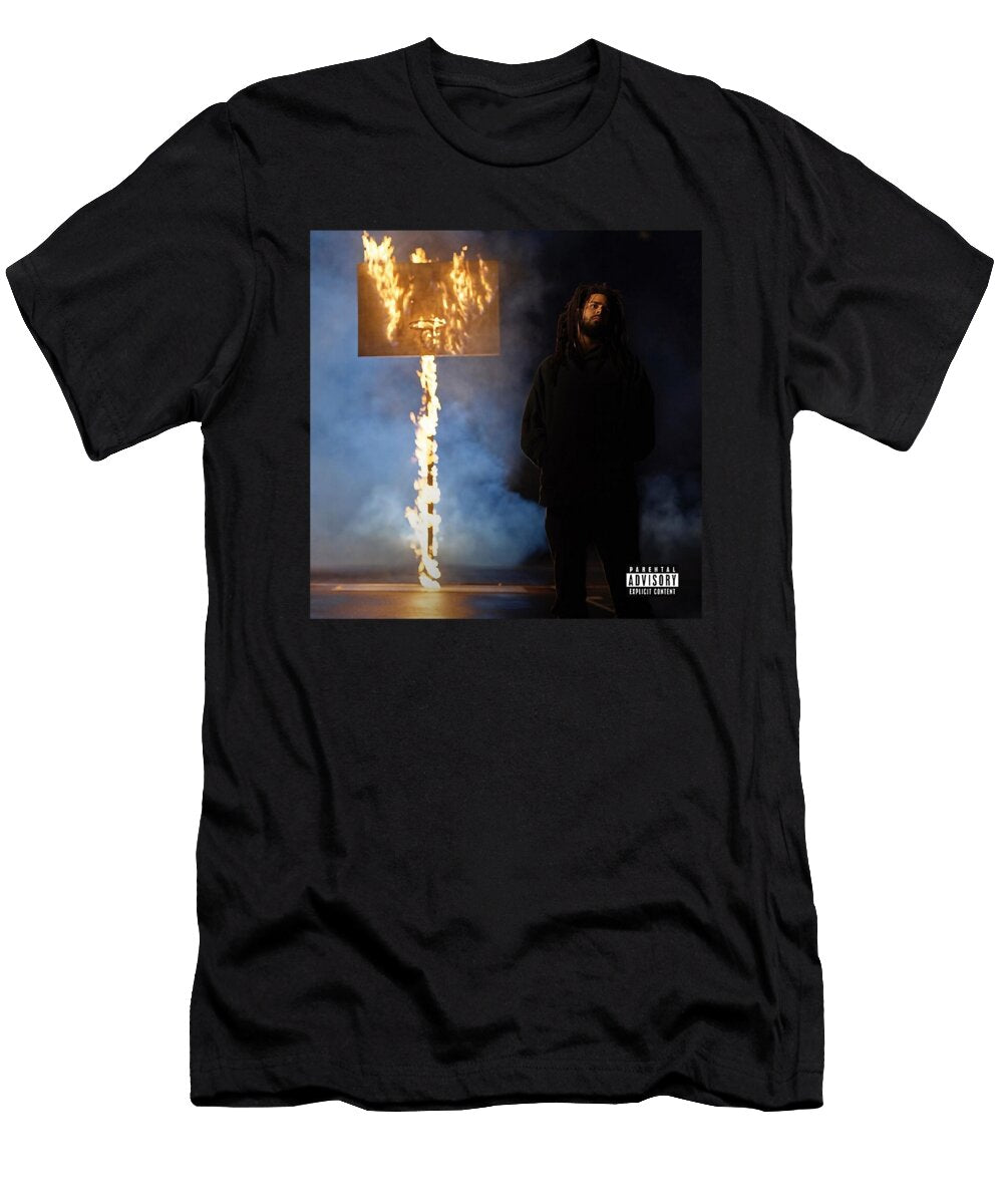 Artist Beside Flaming Basketball Hoop Adamas Rexton T-Shirt
