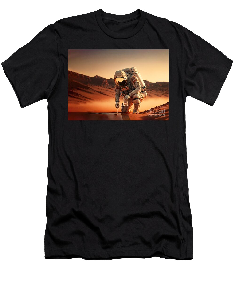 Astronaut Filtering Water on Alien Planet Generative Ai Michal Bednarek T-Shirt