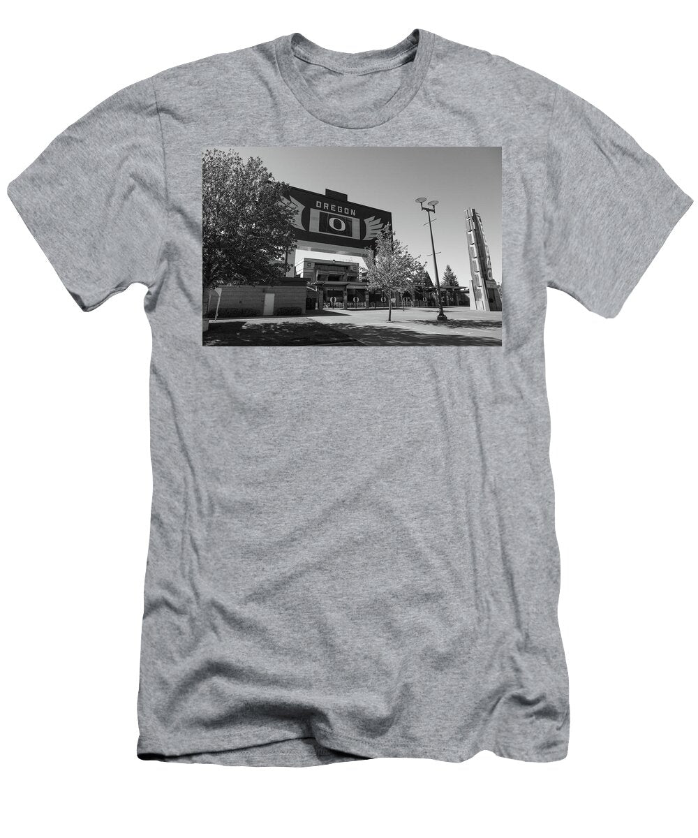 Autzen Stadium At University of Oregon in Black and White Eldon Mcgraw T-Shirt