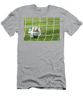 Ball Brazuca in the Goal Net Soccer Football Background Michael Dechev T-Shirt