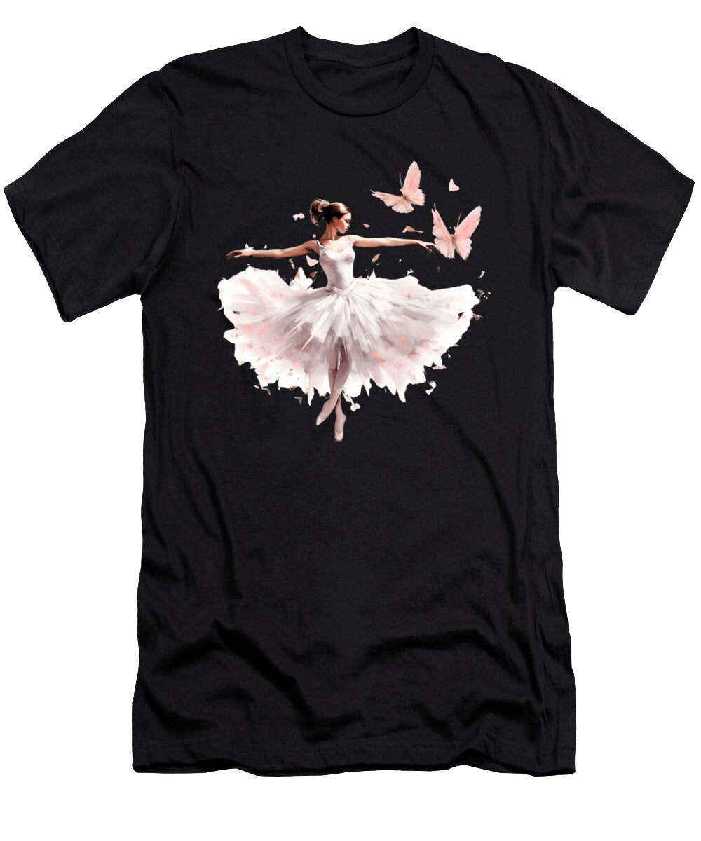 Ballerina Butterflies Dancing Ballet Watercolor Heidi Joyce T-Shirt