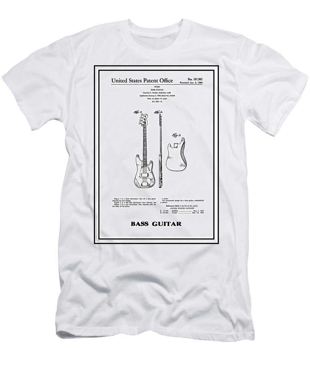Bass Guitar Vintage Retro Patent 1960 Carol Japp T-Shirt