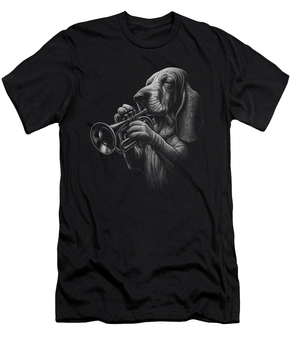 Basset Hound Playing Trumpet Jazz Music Dog Sophie Eleanor T-Shirt