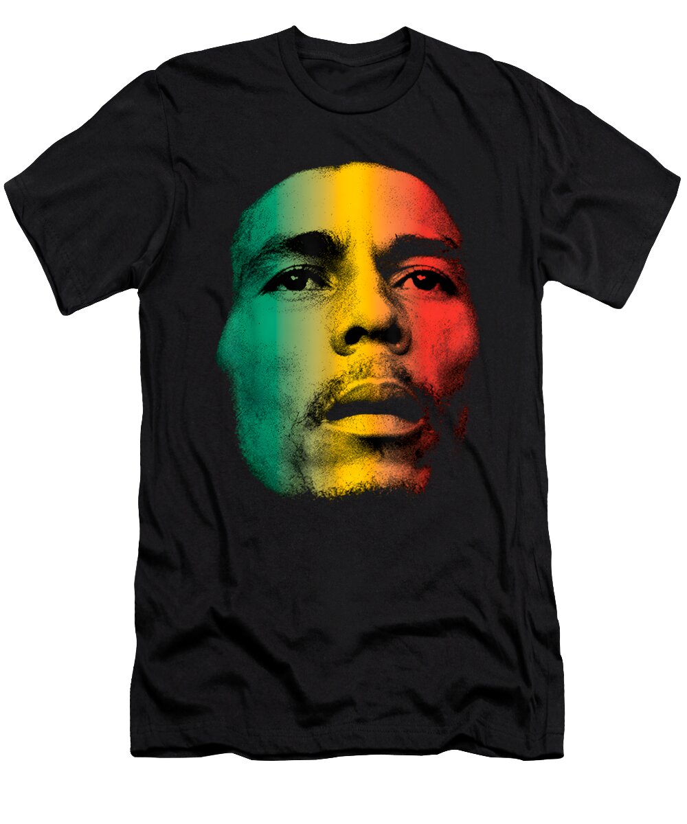 Bbob Marley Face Inspired Reggae Portrait Hal Mafhoum T-Shirt