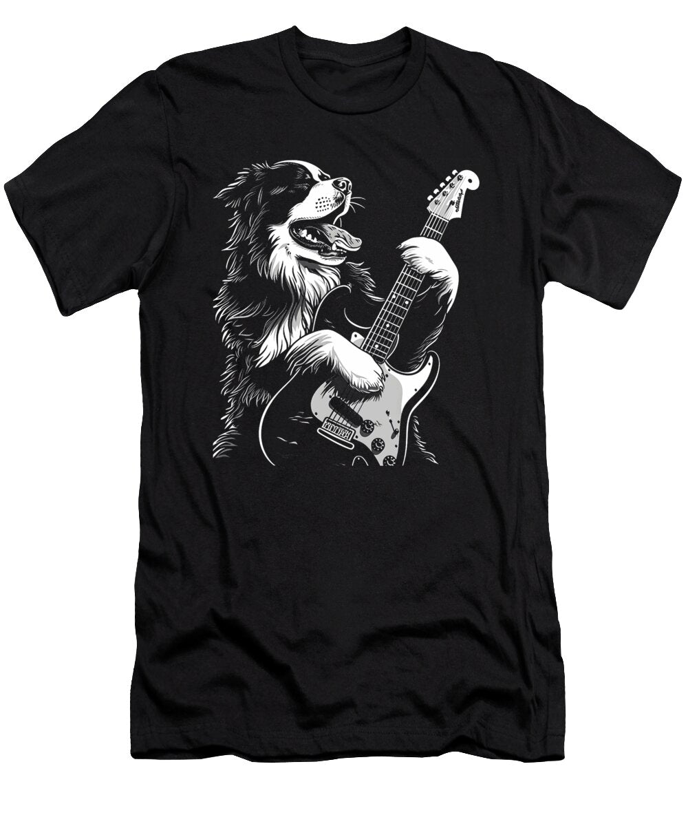 Bernese Mountain Dog Playing Electric Guitar Dog Sophie Eleanor T-Shirt