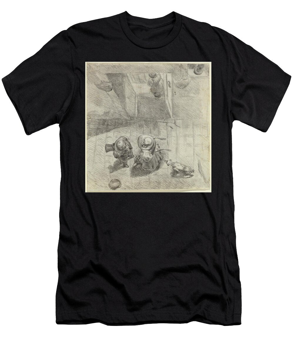 Bird S Eye View of a Man and Woman Conversing Ava Canvas Studio T-Shirt