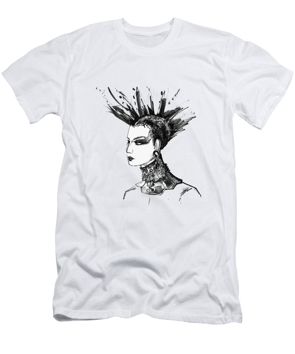 Black and White Punk Rock Girl Marian Voicu T-Shirt