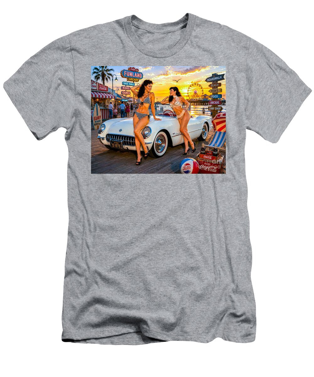 Boardwalk Sunset and Corvette Dreams Brian Stevens T-Shirt