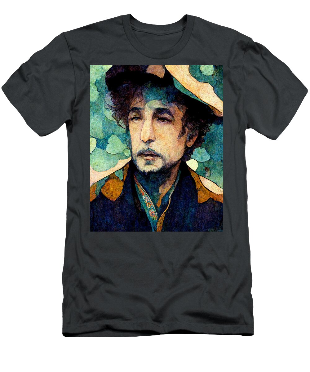Bob Dylan in the Style of Alfonso Mucha and Edm 3ea18dc4 A98f 4973 9383 49670a054644 B Motionage Designs T-Shirt