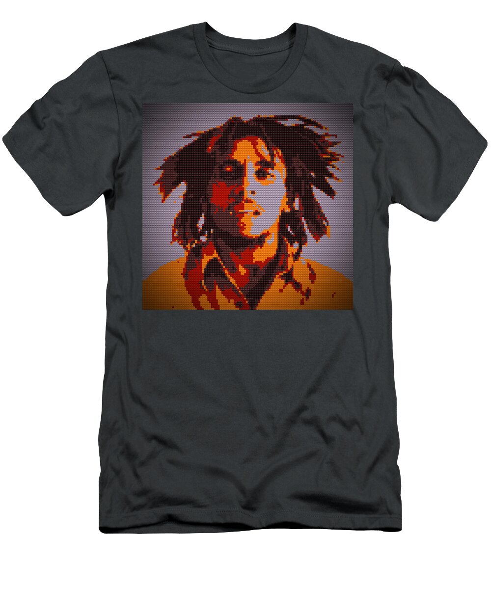 Bob Marley Lego Pop Art Digital Painting Georgeta Blanaru T-Shirt