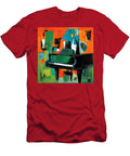 Bold Abstract Grand Piano Vibrant Orange Green and Blue Geometric Shapes Olfactoart Studio T-Shirt
