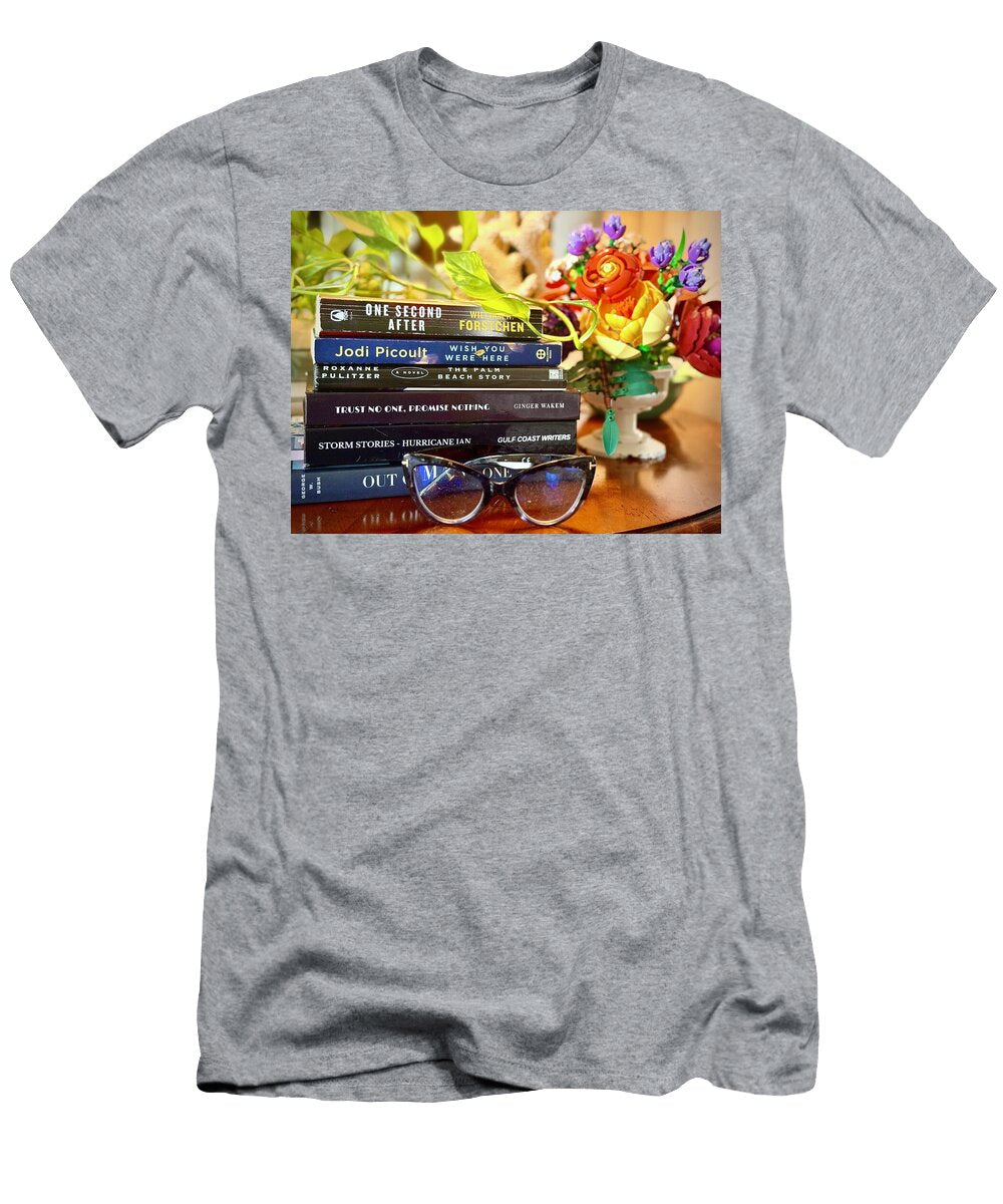 Books and Reading Glasses on Table Ginger Wakem T-Shirt