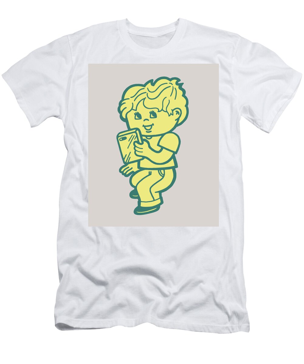 Boy Holding Cellphone Csa Images T-Shirt