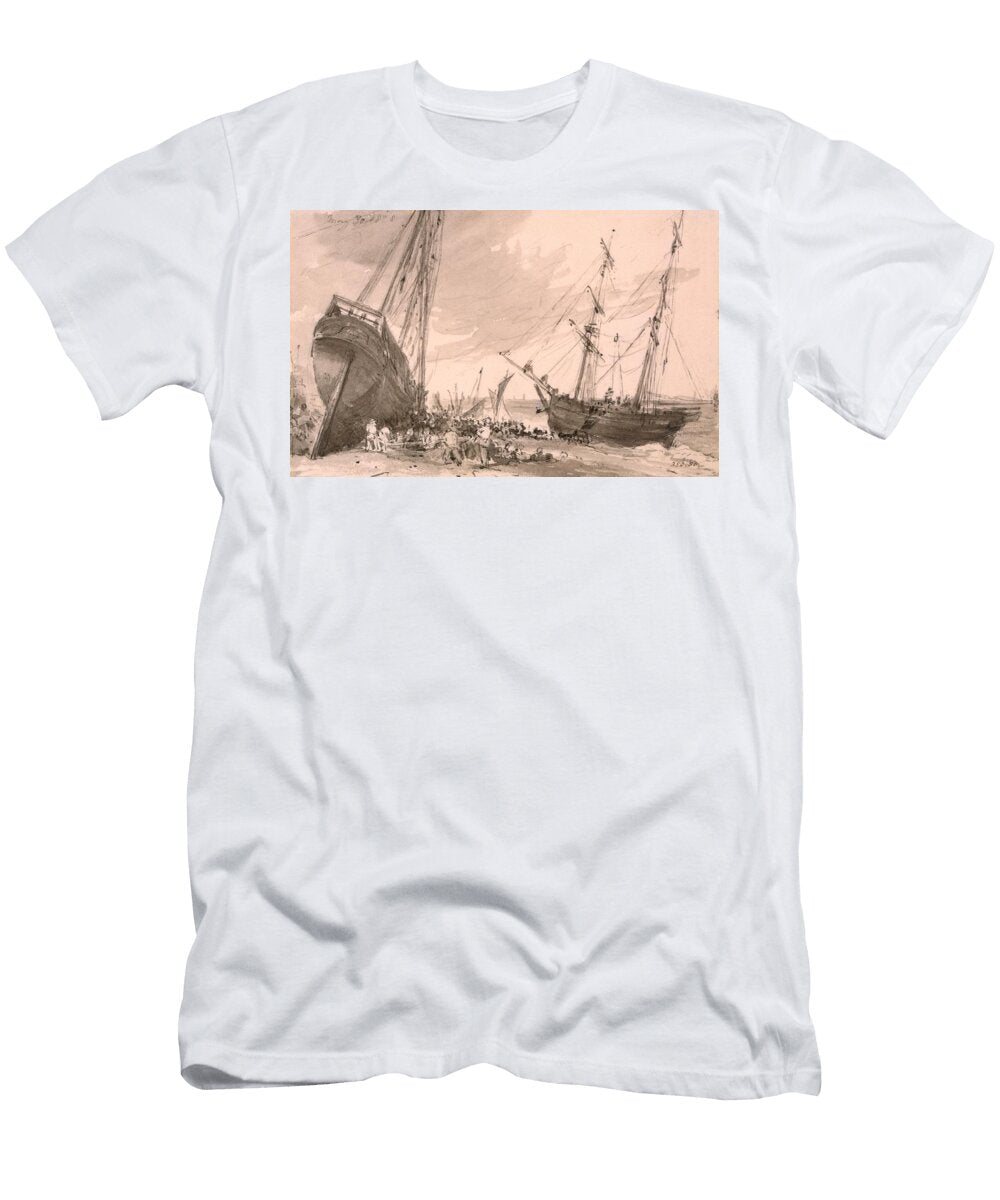 Brighton Coastal Scene with Two Ships John Constable T-Shirt