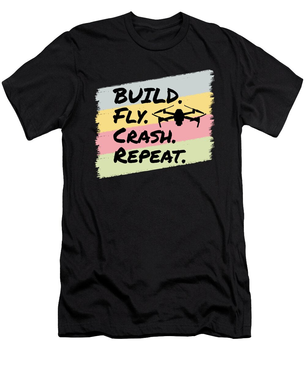 Build Fly Crash Drones Drone Pilot Moon T-Shirt