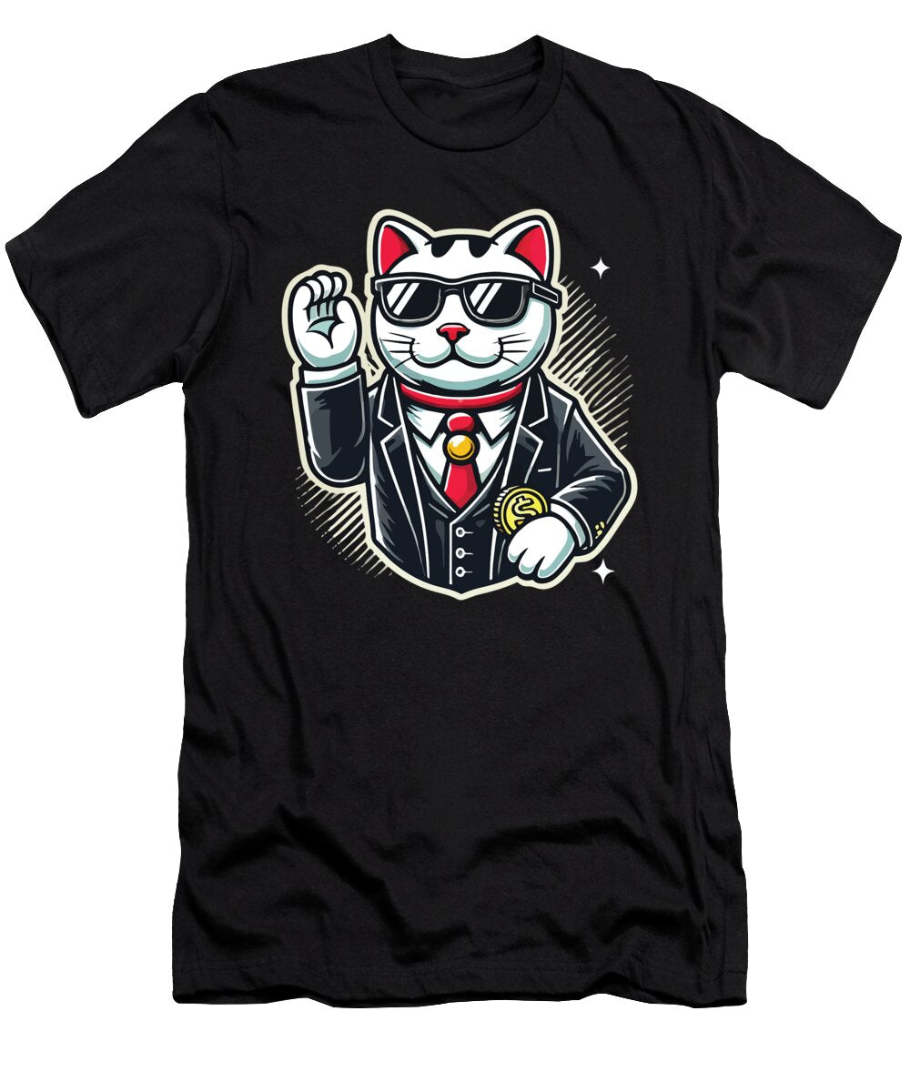 Business Cat Maneki Neko Wealth and Success Matthew Chan T-Shirt
