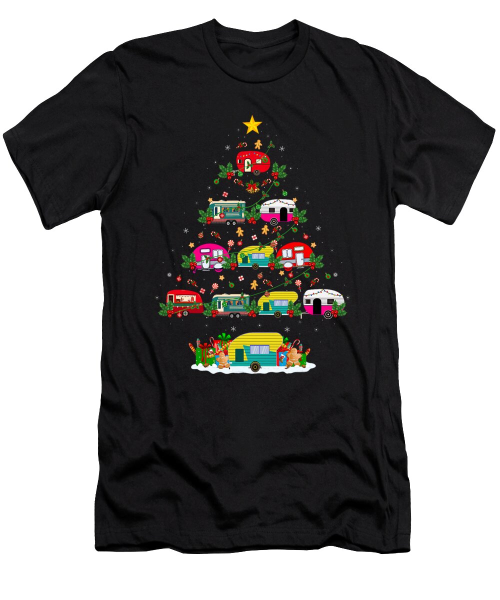 Camper Vehicles Christmas Tree Lights Funny Xmas Natalie Lidford T-Shirt