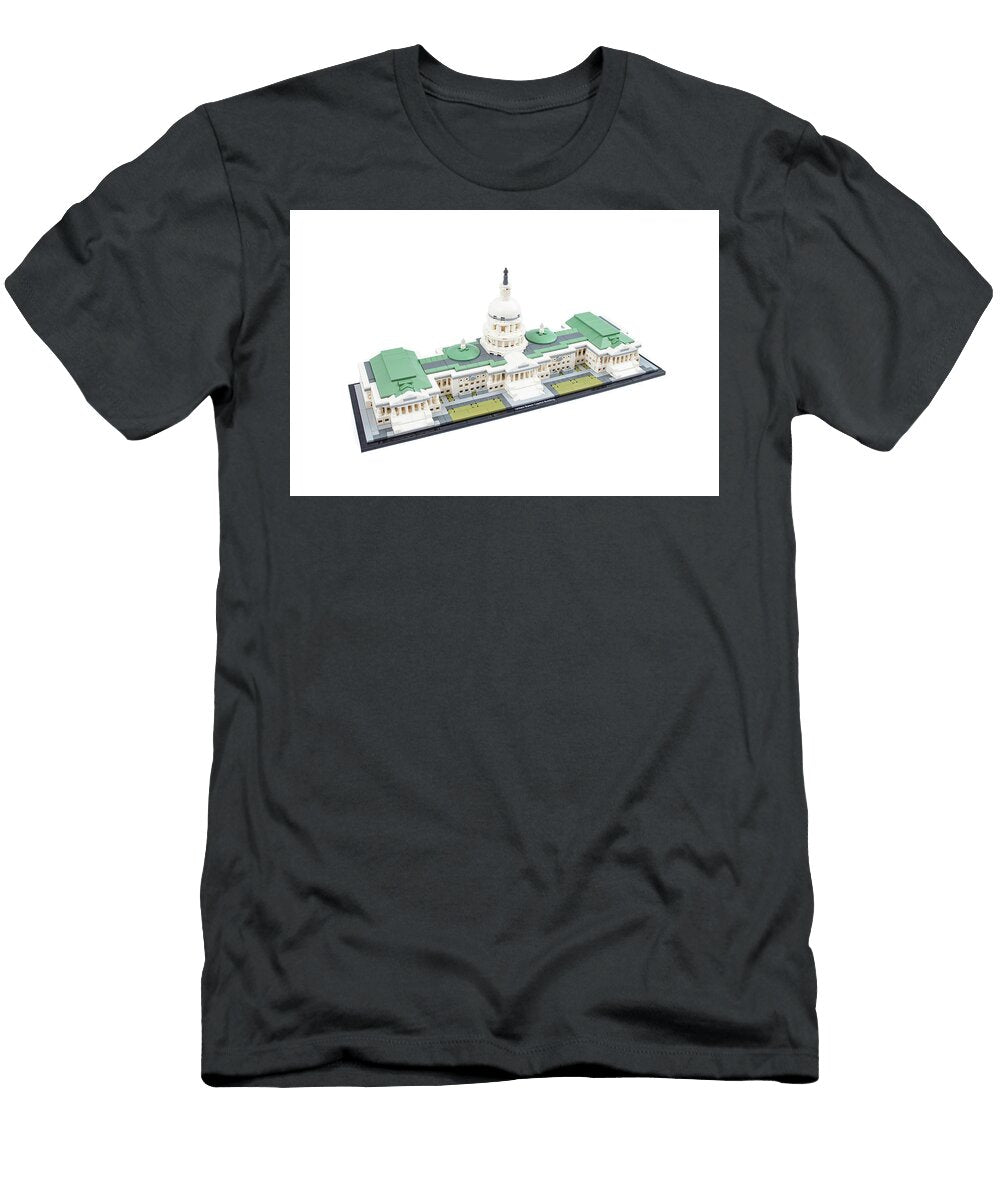 Capitol Building Made From Lego Cubes Isolated on White Backgro Dorin Puha T-Shirt