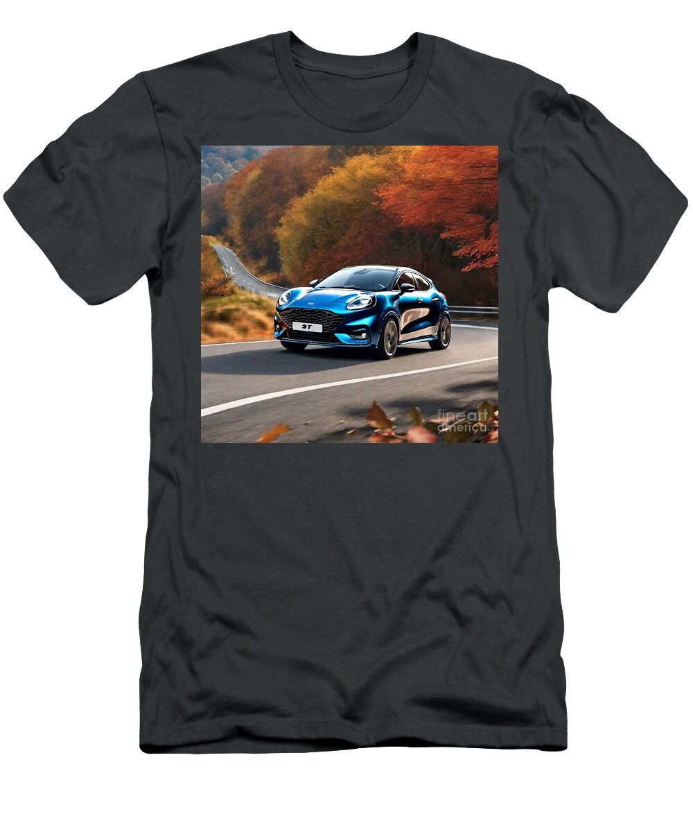 Car Ford Puma St with Vibrant Autumn Foliage Destiney Sullivan T-Shirt