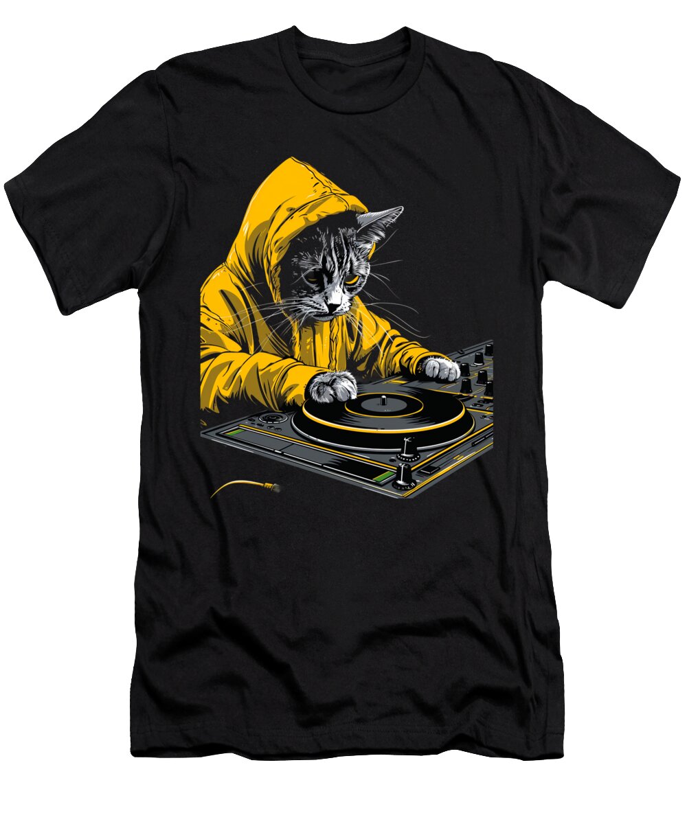 Cat DJ Feline Frequencies Cecils Willis T-Shirt