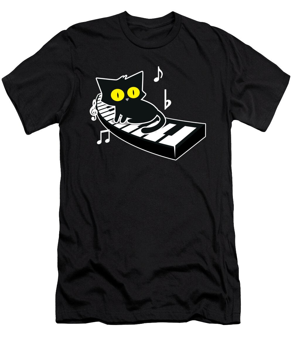 Cat on Piano Pianist Love Cat Funny Cat Shirtom T-Shirt