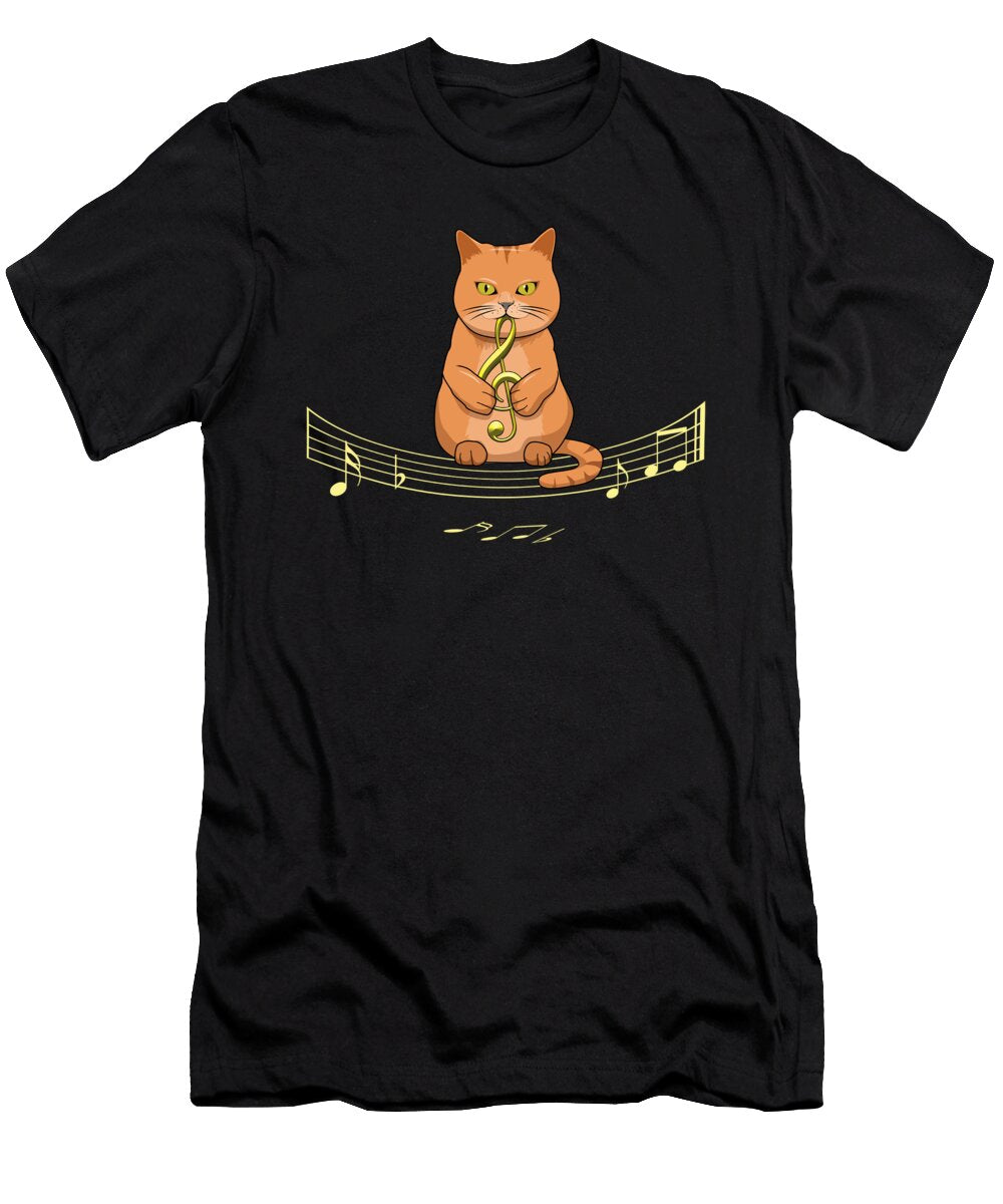 Cat Playing on Musical Notes Angry Shirtom T-Shirt
