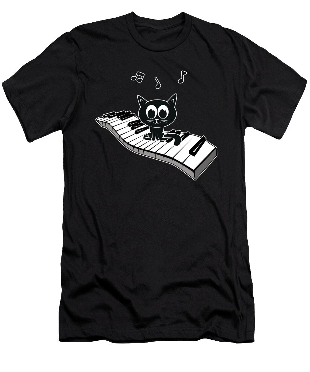 Cat Playing on Piano Funny Cat Animal Love Cat Shirtom T-Shirt