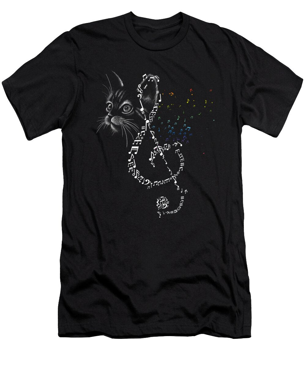 Cat Treble Clef Musician Music Notes Pianist Piano Player Gift Thomas Larch T-Shirt