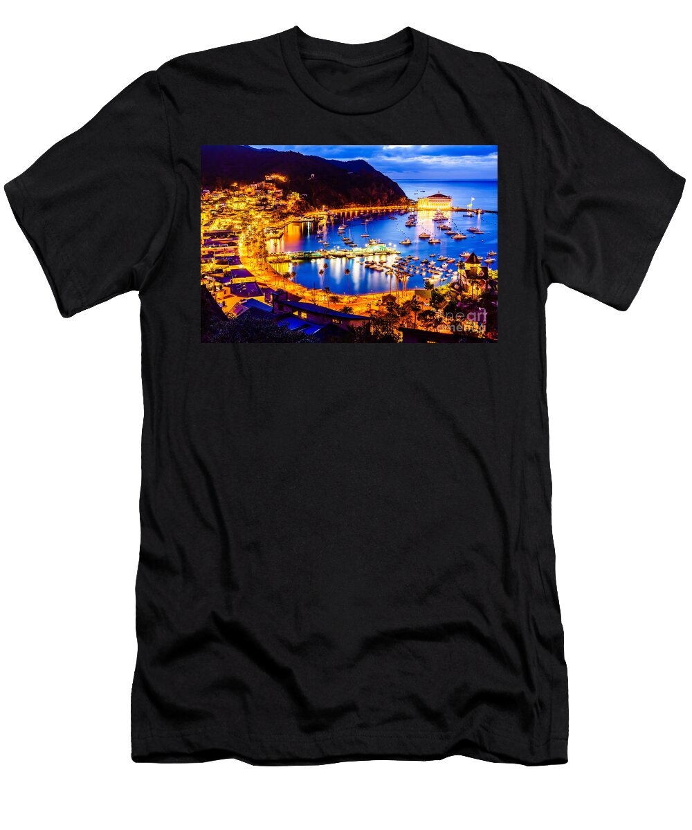 Catalina Island Avalon Bay At Night Paul Velgos T-Shirt