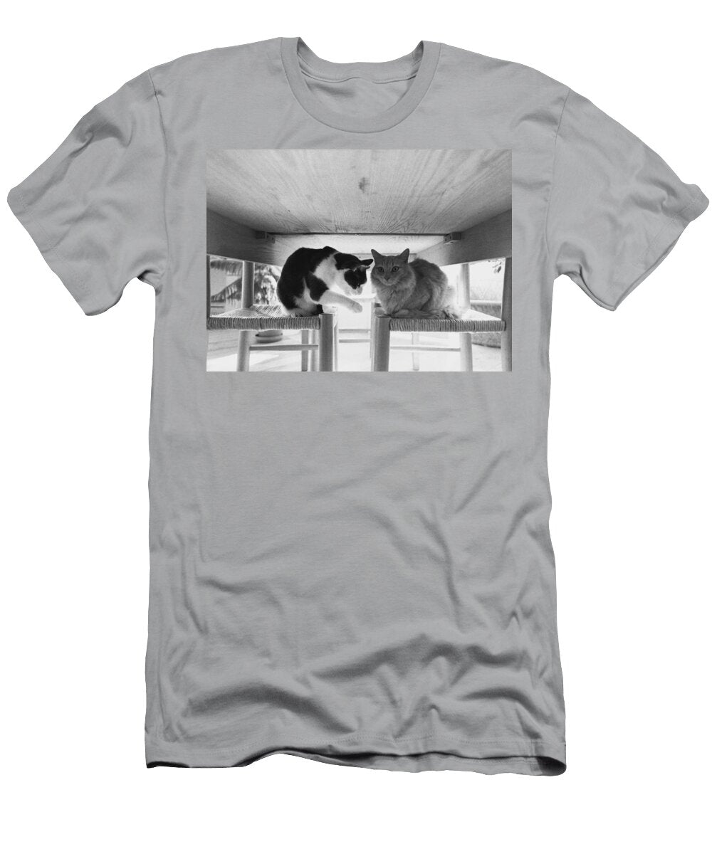 Cats Gossip Under Table Joan Baron T-Shirt