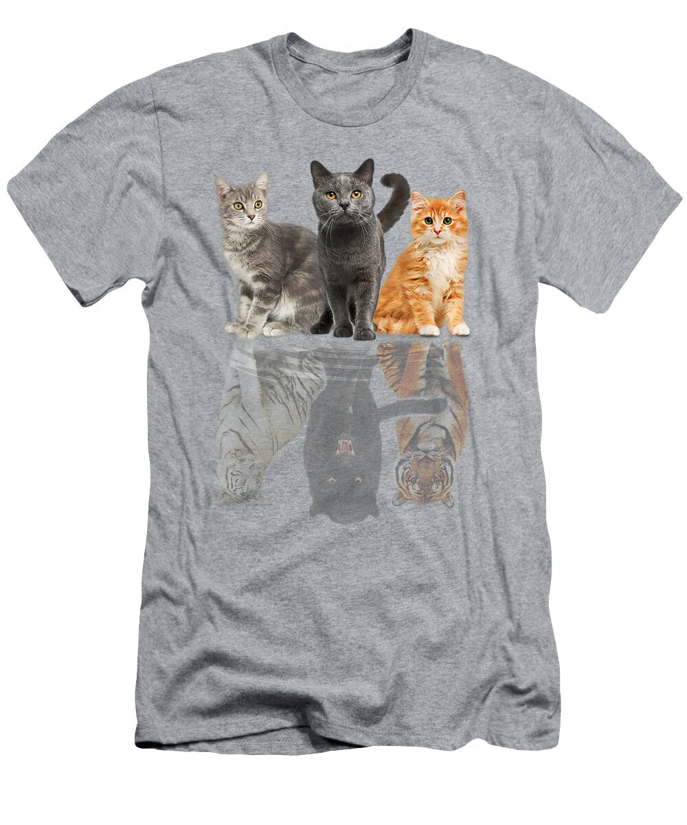 Cats Reflection Mirror Puma Cheetah Tiger Funny Cat Lover Bupem Koden T-Shirt