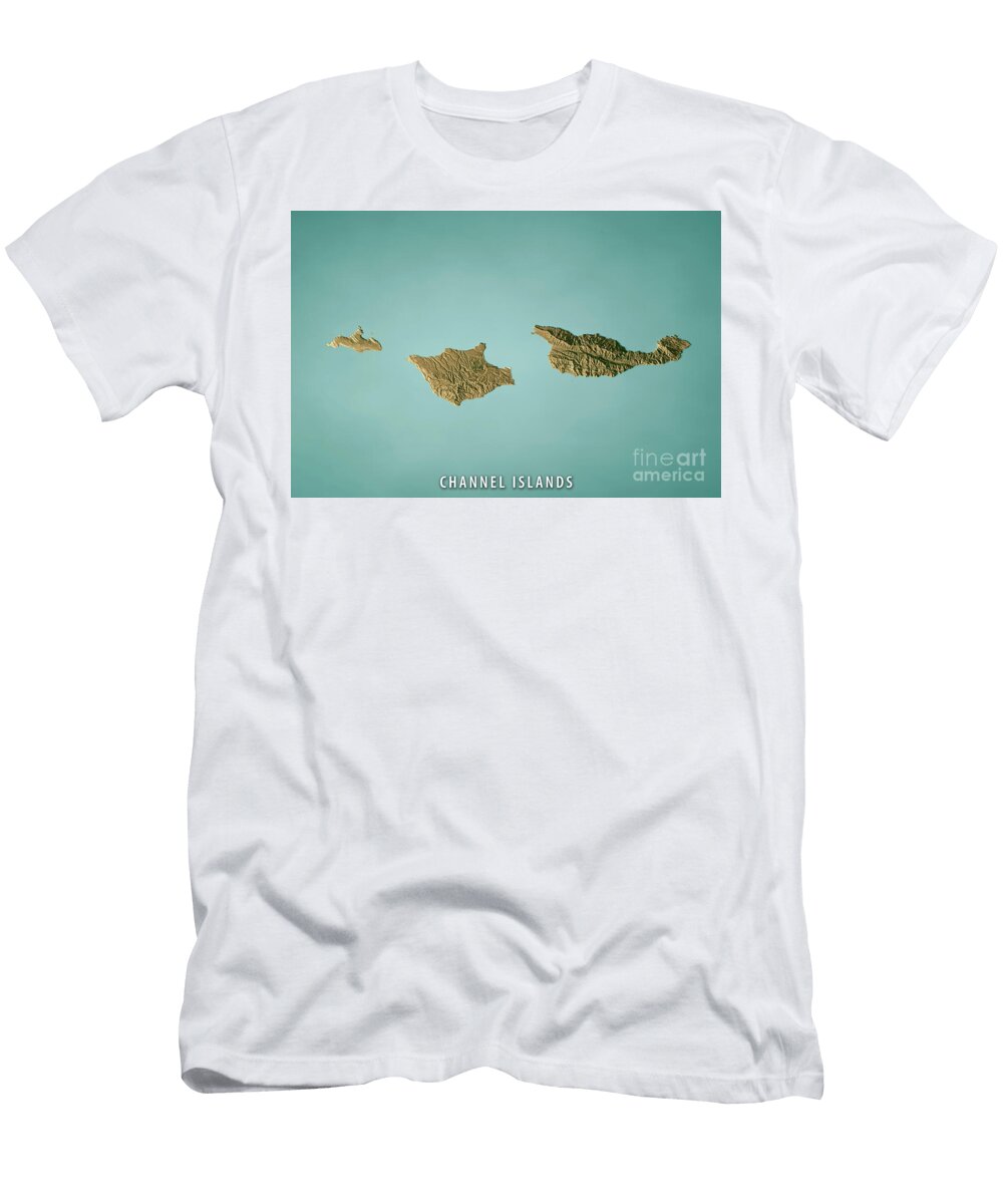 Channel Islands Ca Satellite Topographic Map 3d Render True Colo Frank Ramspott T-Shirt