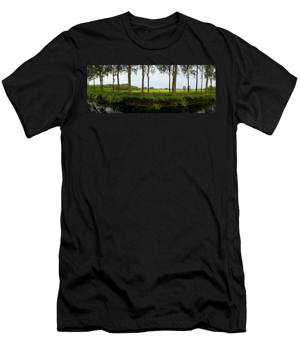 Channel Passing Through a Landscape Panoramic Images T-Shirt