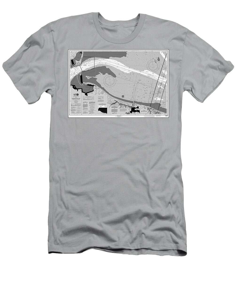 Chesapeake Bay Thimble Shoal Channel Virginia Nautical Chart Map 2024 Black and White Carol Japp T-Shirt