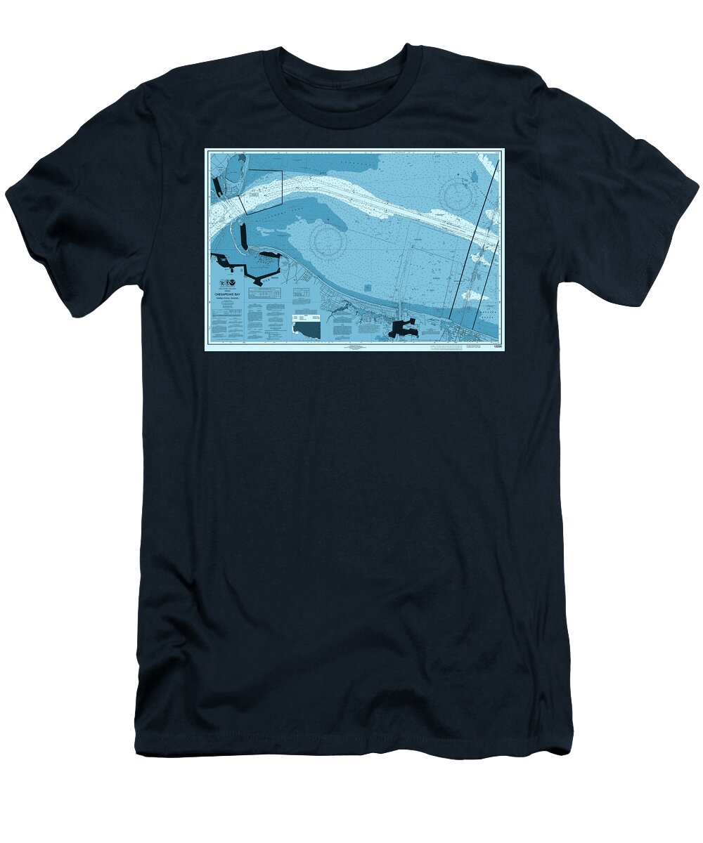 Chesapeake Bay Thimble Shoal Channel Virginia Nautical Chart Map 2024 Ocean Blue Carol Japp T-Shirt