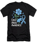 Child Abuse Awareness Blue Ribbon Sunflower Natalie Lidford T-Shirt