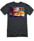 Classic Burger Delight Fresh Ingredients Golden Fries and Beer Bliss Olfactoart Studio T-Shirt