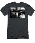 Classic Grand Piano with Sheet Music in Sunlit Room Black and White Dmr Filho T-Shirt