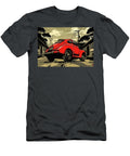 Classic Red Ford Puma Car in a Japanese Cityscape Illustration Destiney Sullivan T-Shirt