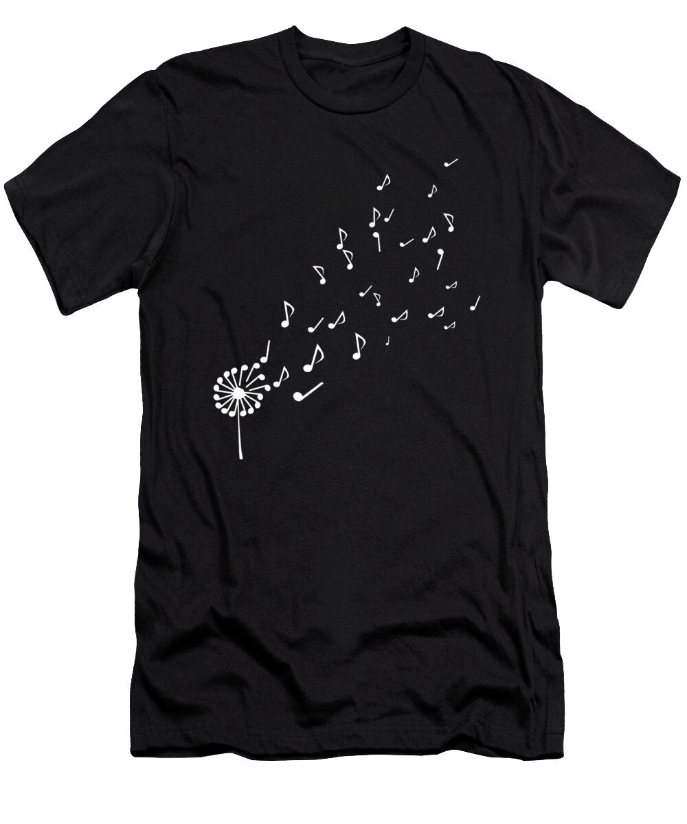 Clever Dandelion Music Notes Piano Player Pianist Gift Lela Alvarez T-Shirt